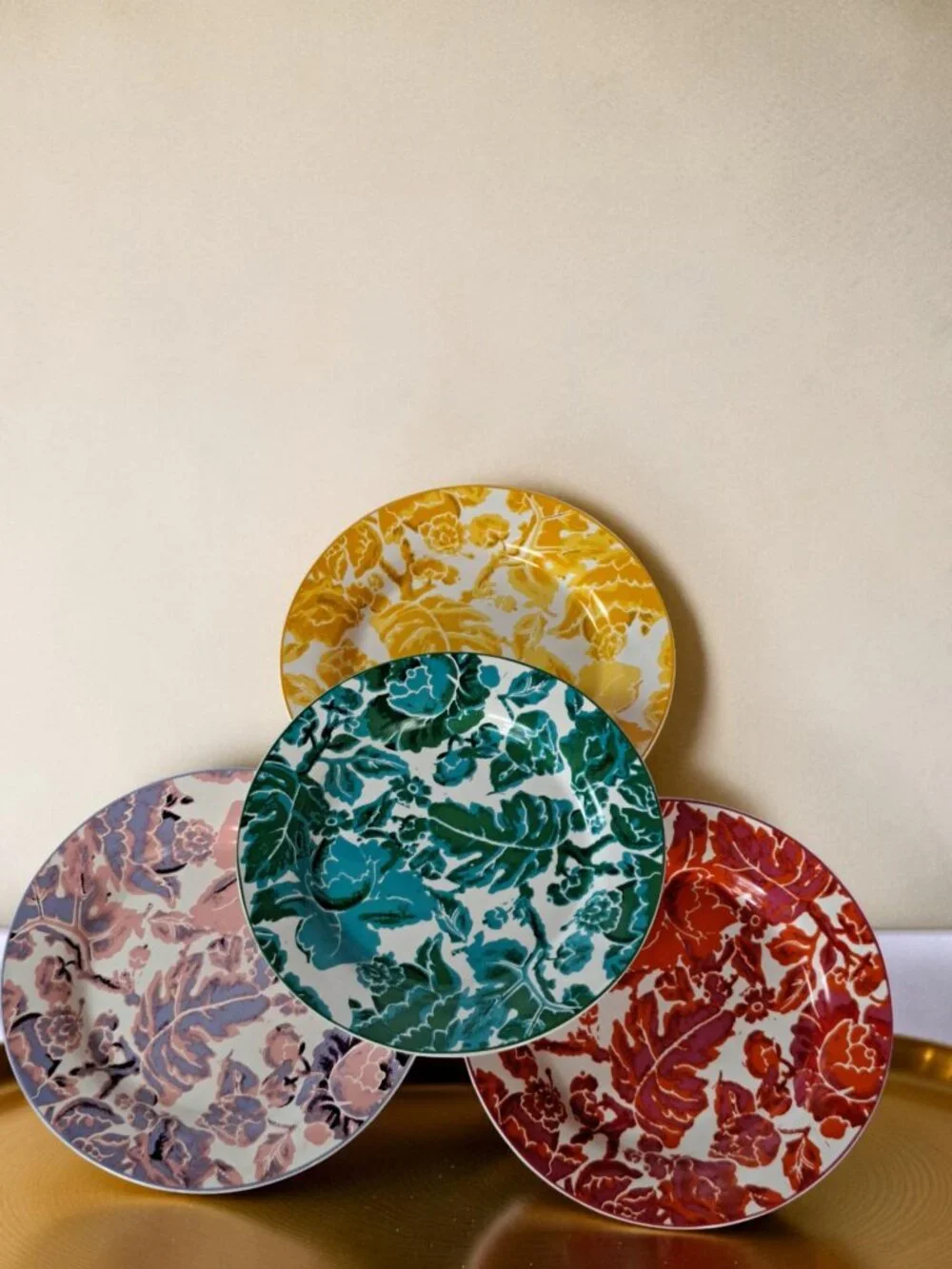 DVF x Target Diane Von Furstenberg 4-Piece Floral Toile Salad Plate Set